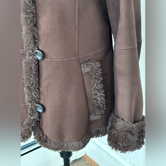 Jones New York Faux Suede Jacket with Faux Fur Trim and Hood, size Large - Picture 7 of 14